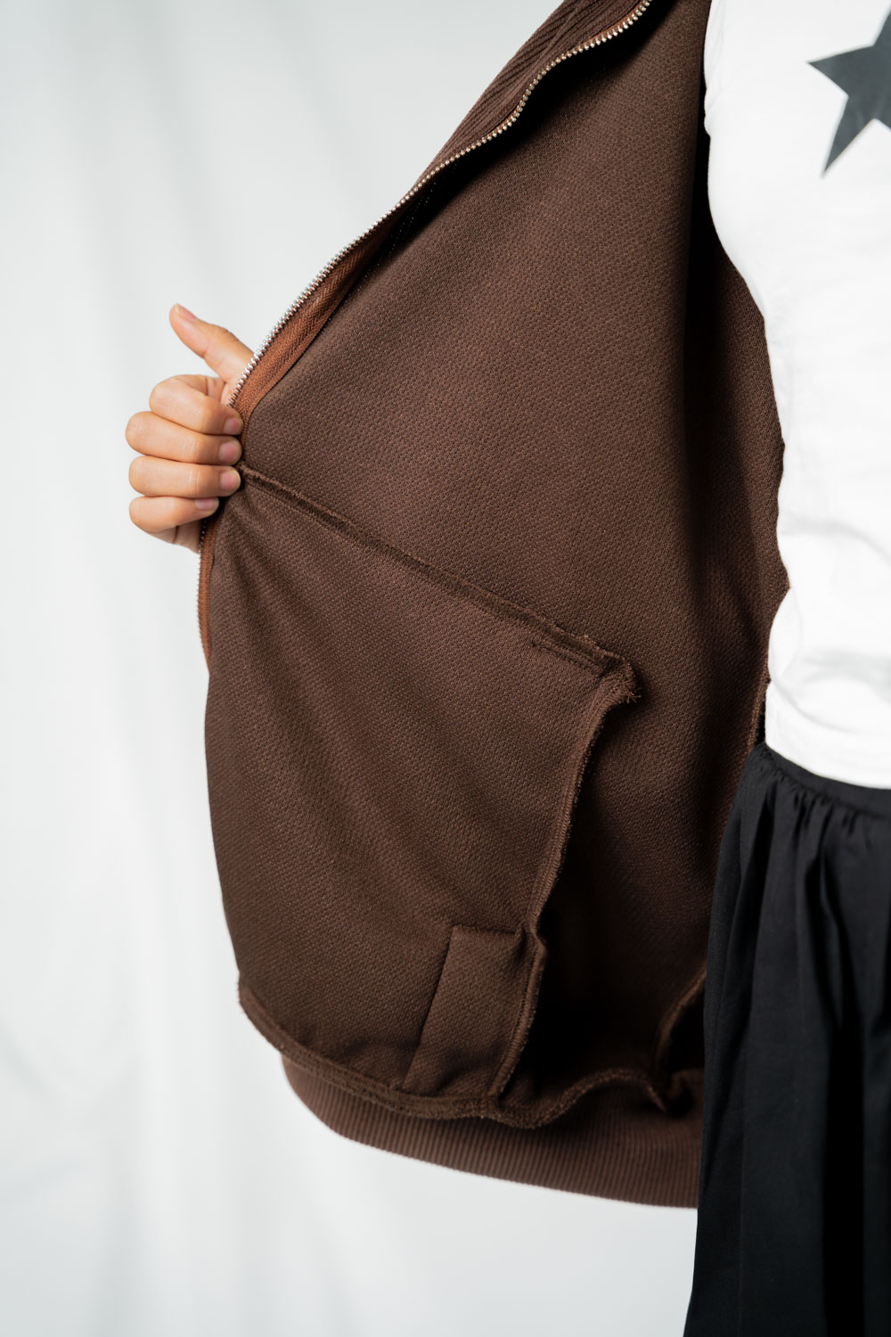 Celine Brown High Neck Zip Sweater